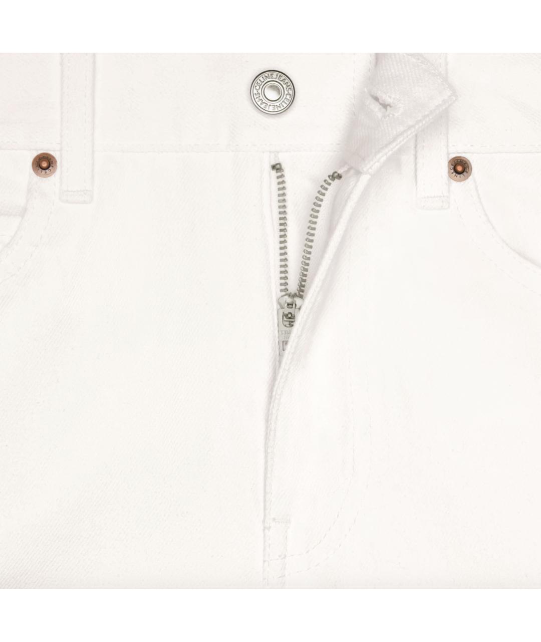 CELINE Белые хлопковые прямые джинсы, фото 4