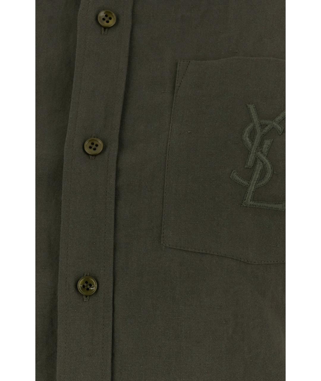 SAINT LAURENT Хаки хлопковая рубашка, фото 3