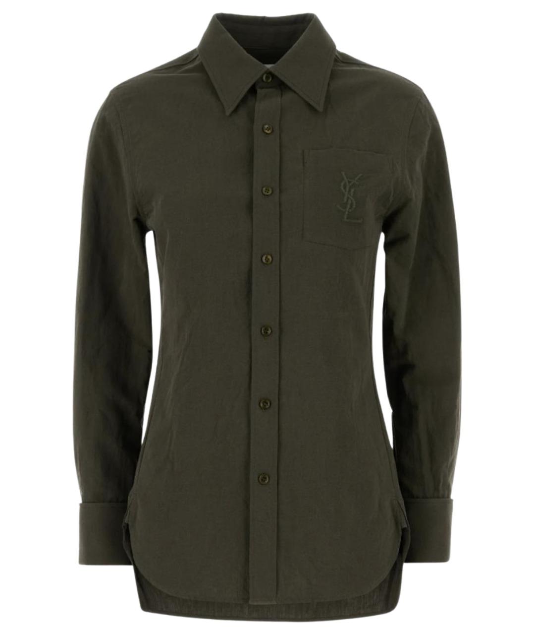 SAINT LAURENT Хаки хлопковая рубашка, фото 1