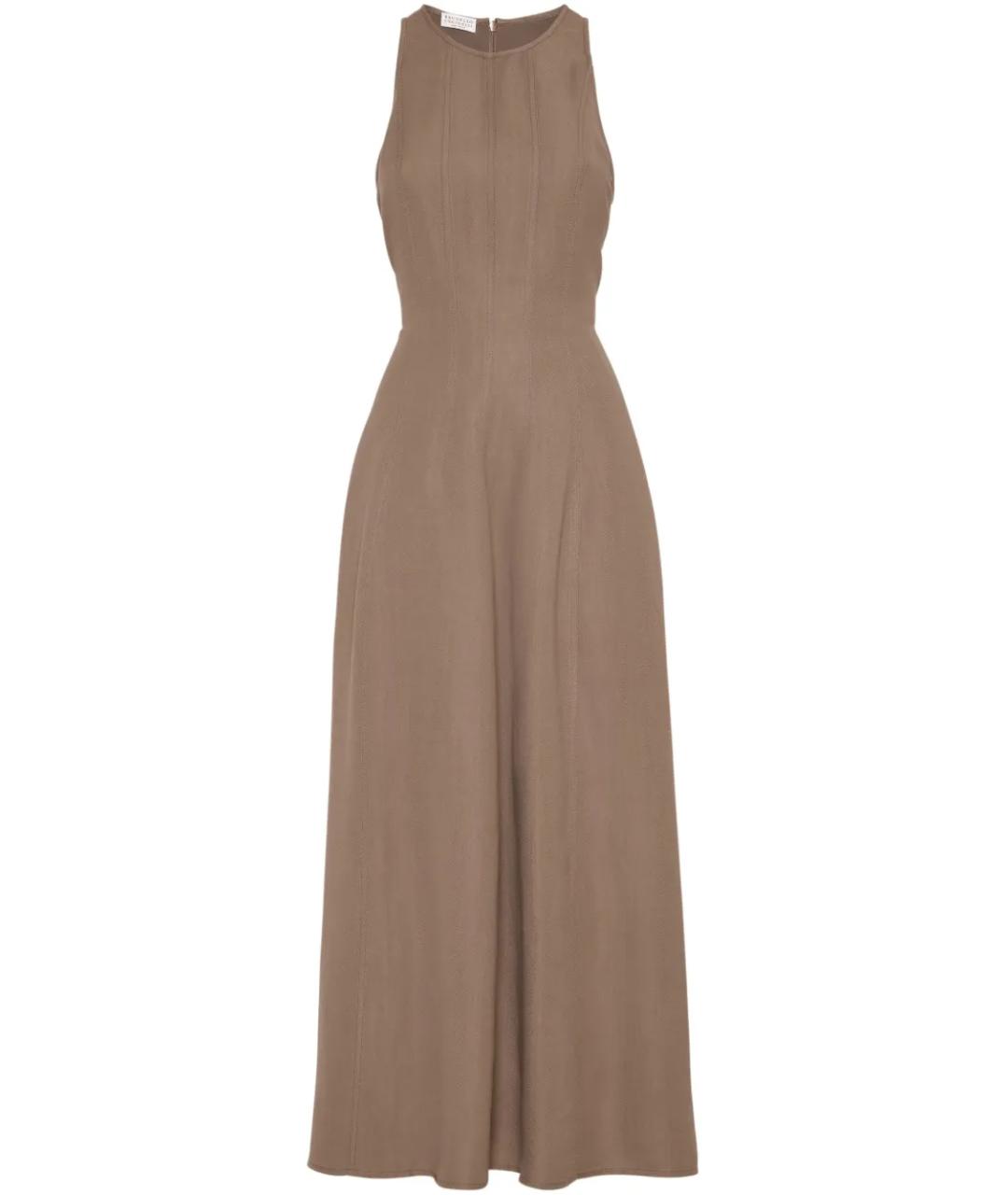 BRUNELLO CUCINELLI Коричневое льняное повседневное платье, фото 1