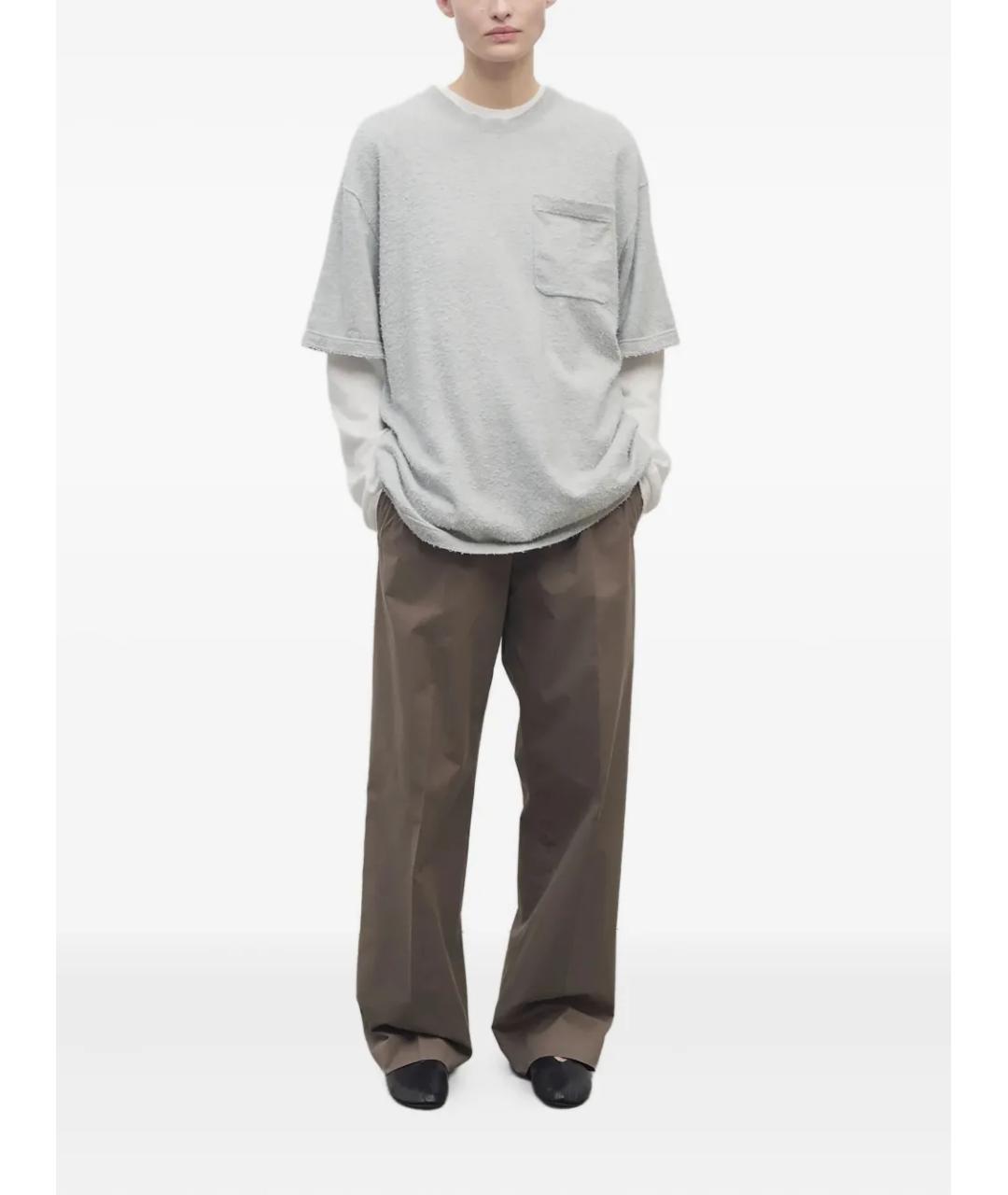 THE ROW Серые хлопковые прямые брюки, фото 3