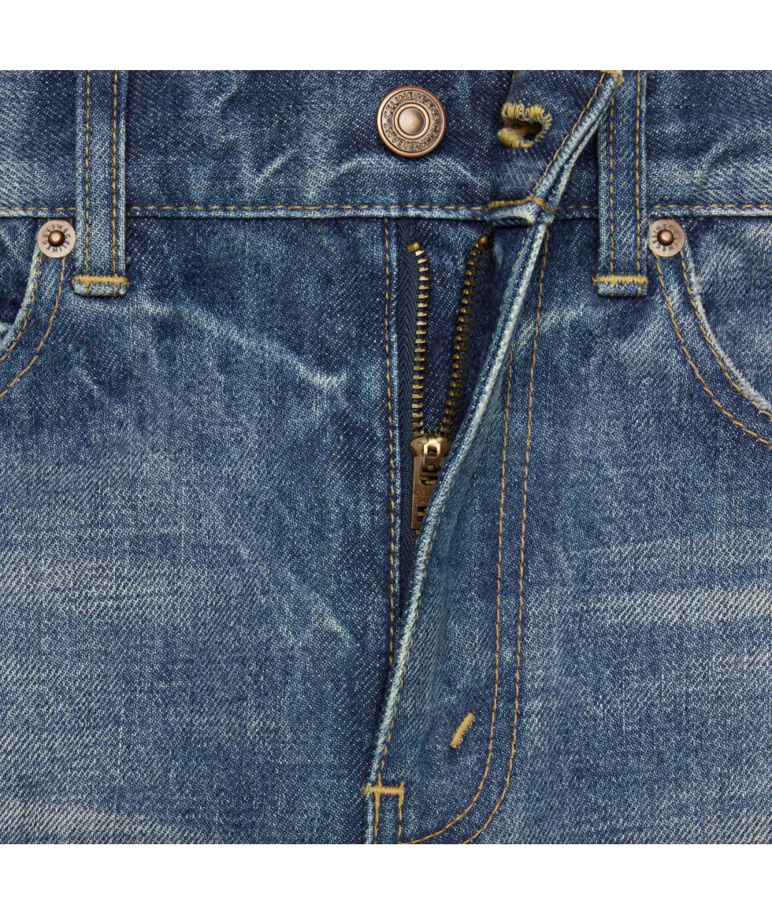 CELINE Синие хлопковые прямые джинсы, фото 4