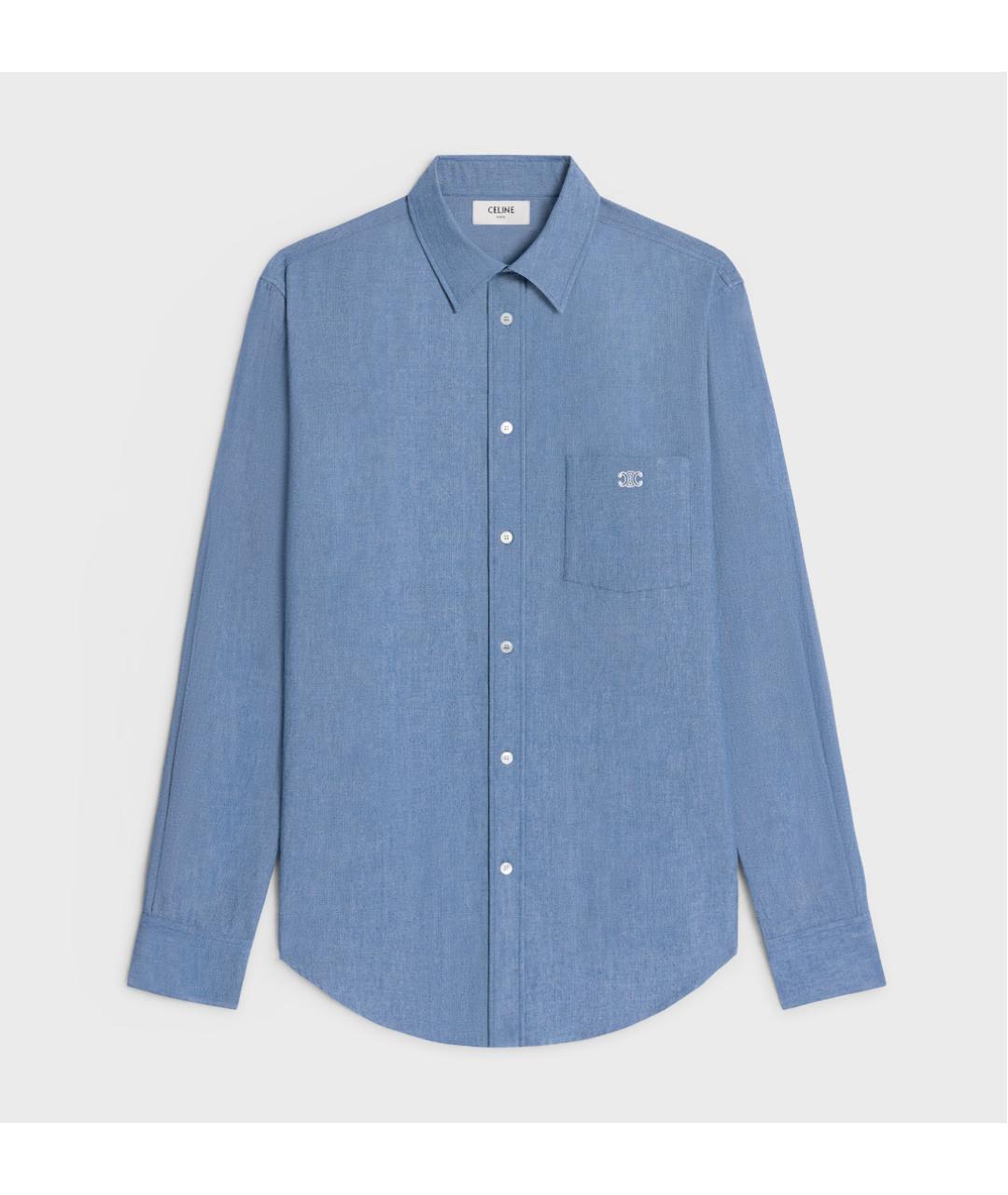 CELINE Голубая хлопковая кэжуал рубашка, фото 5