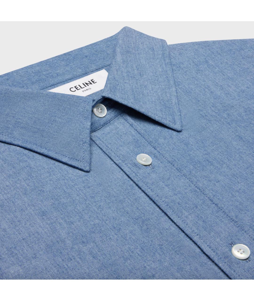 CELINE Голубая хлопковая кэжуал рубашка, фото 3