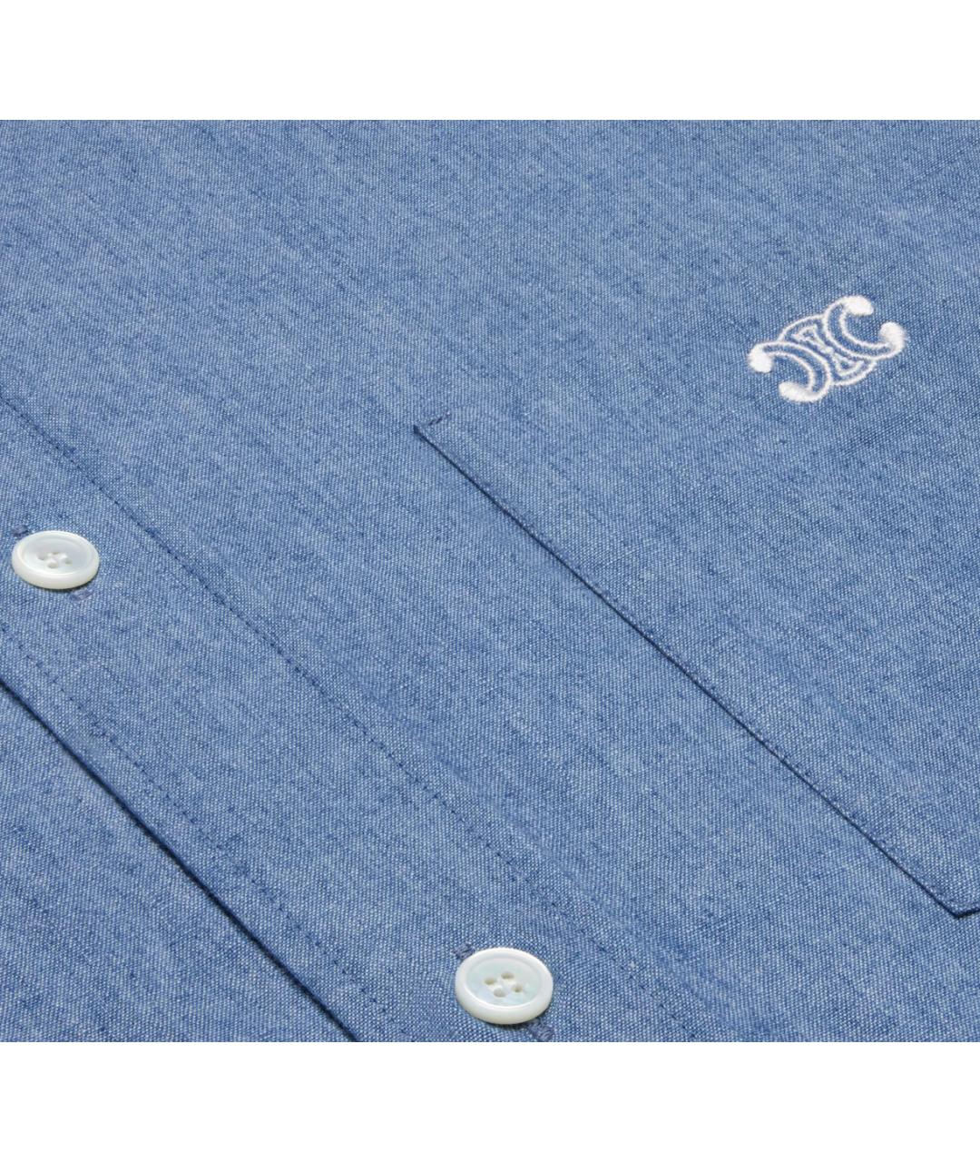CELINE Голубая хлопковая кэжуал рубашка, фото 4