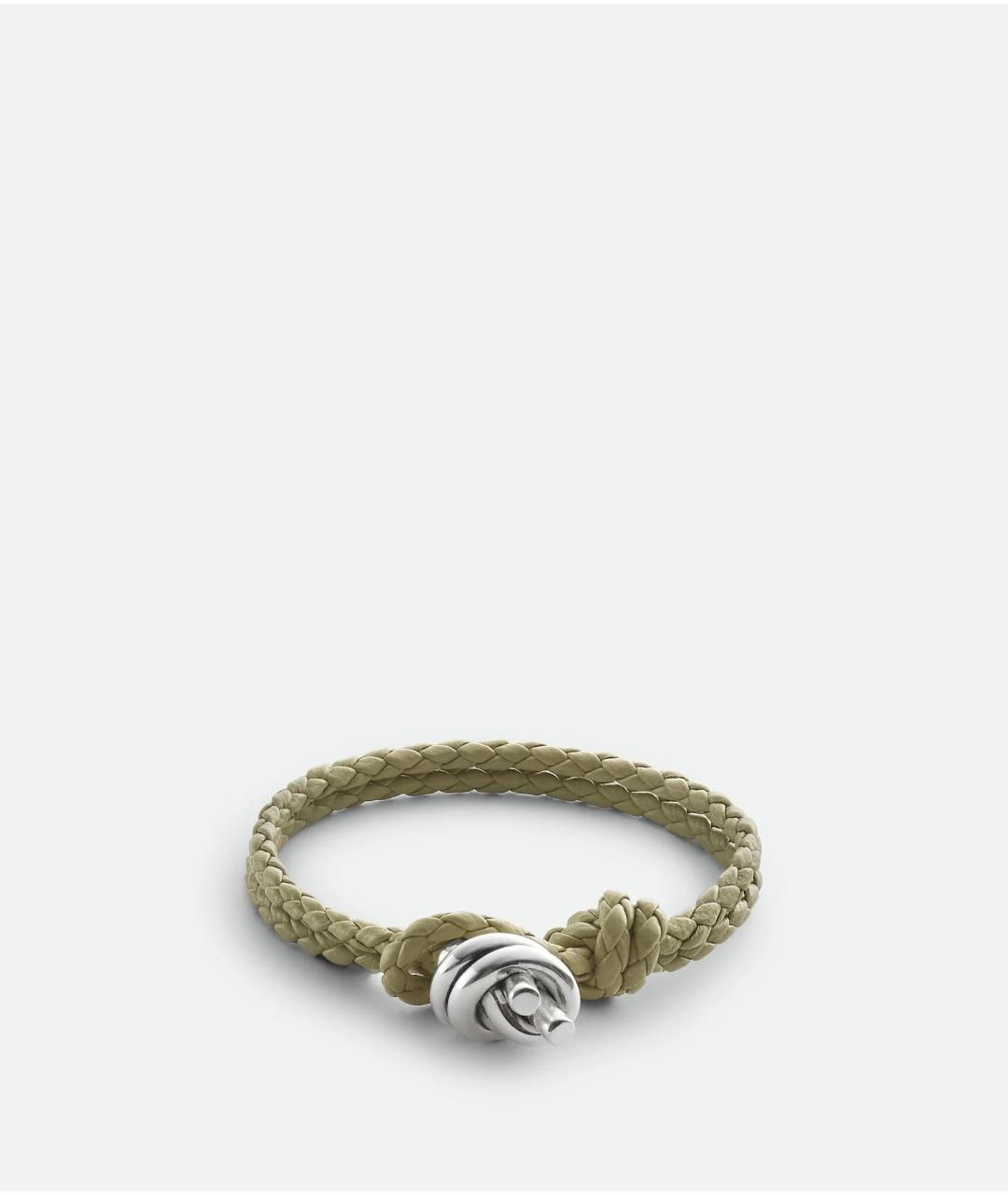 BOTTEGA VENETA Зеленый кожаный браслет, фото 2