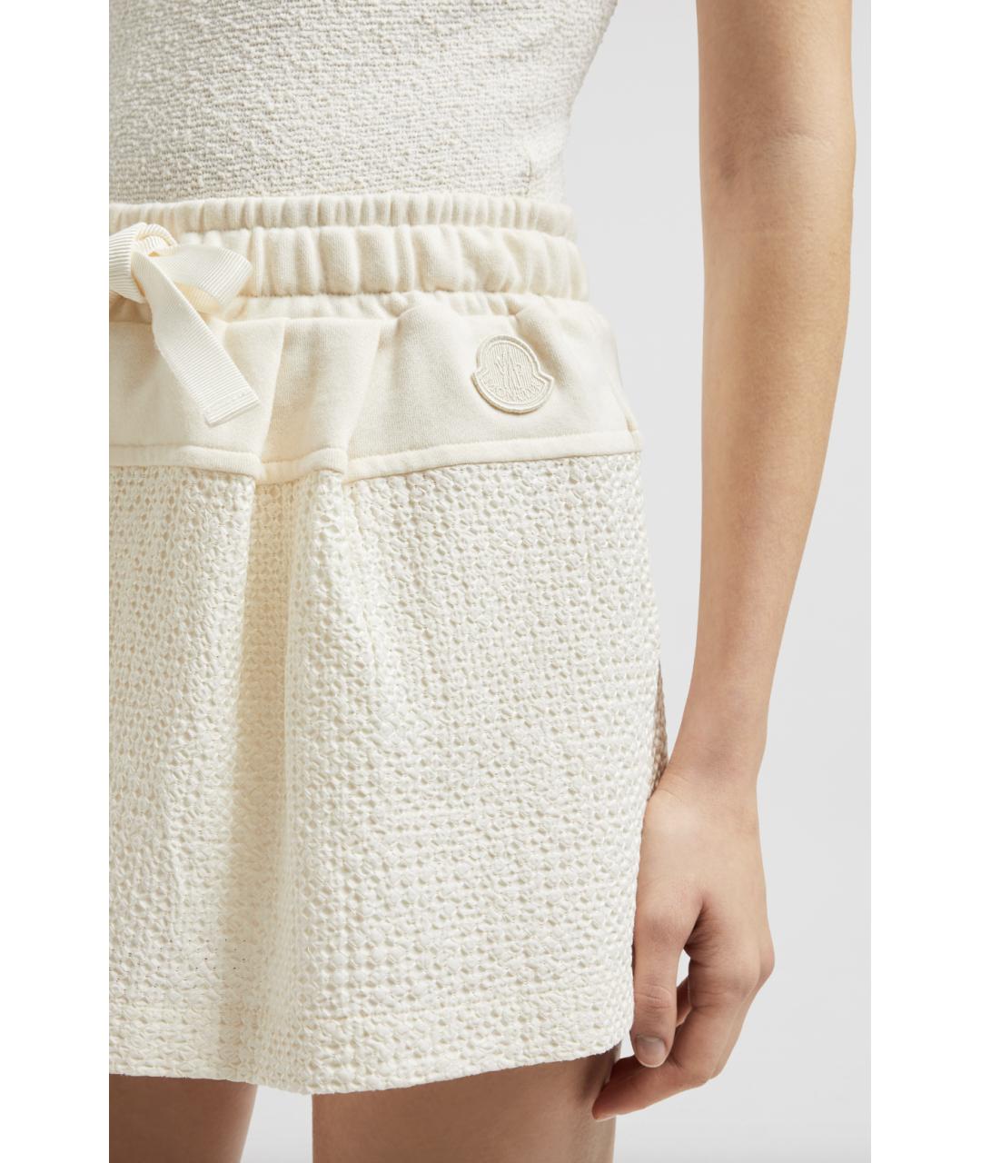 MONCLER Бежевая хлопковая юбка мини, фото 4