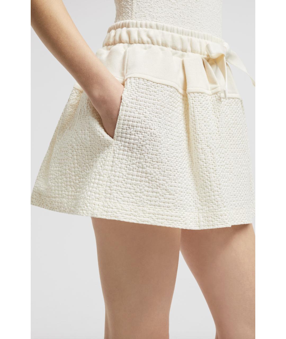 MONCLER Бежевая хлопковая юбка мини, фото 6