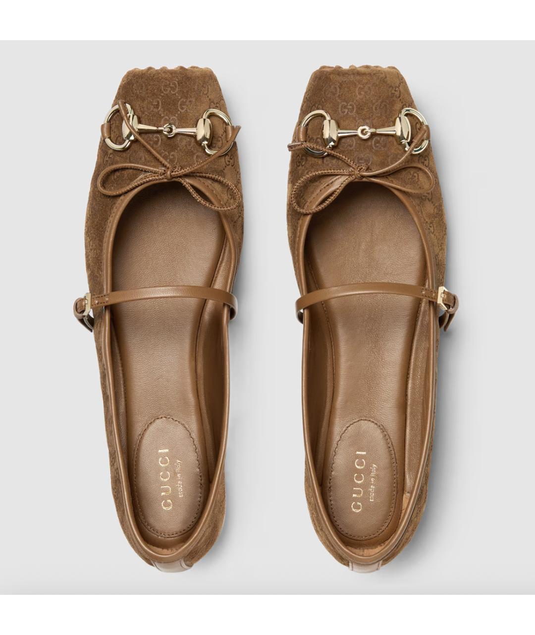 GUCCI Коричневые замшевые балетки, фото 5