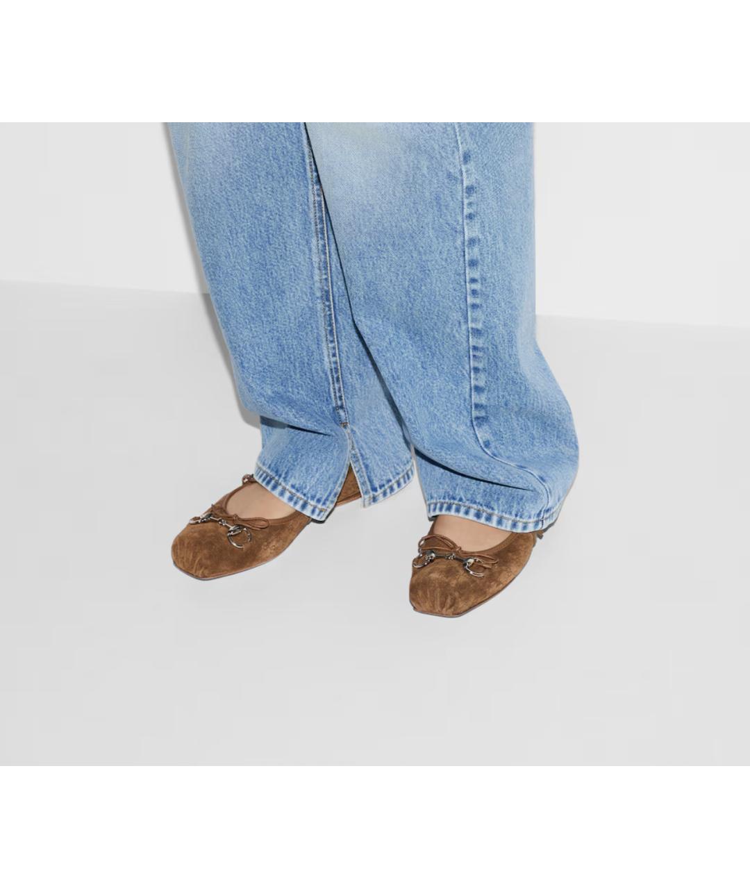 GUCCI Коричневые замшевые балетки, фото 3