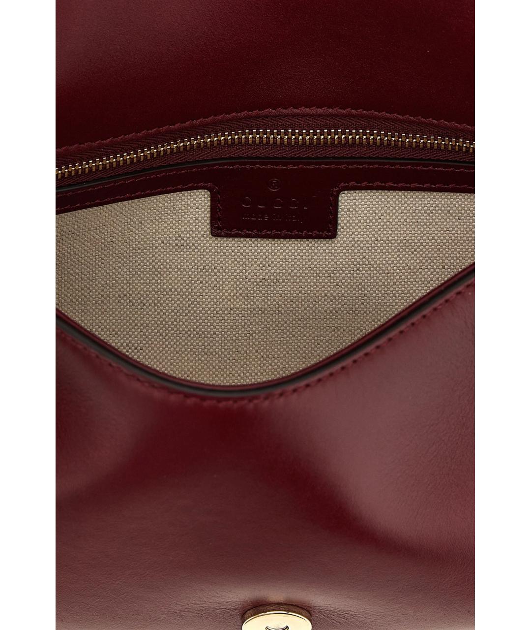 GUCCI Бордовая кожаная сумка через плечо, фото 5