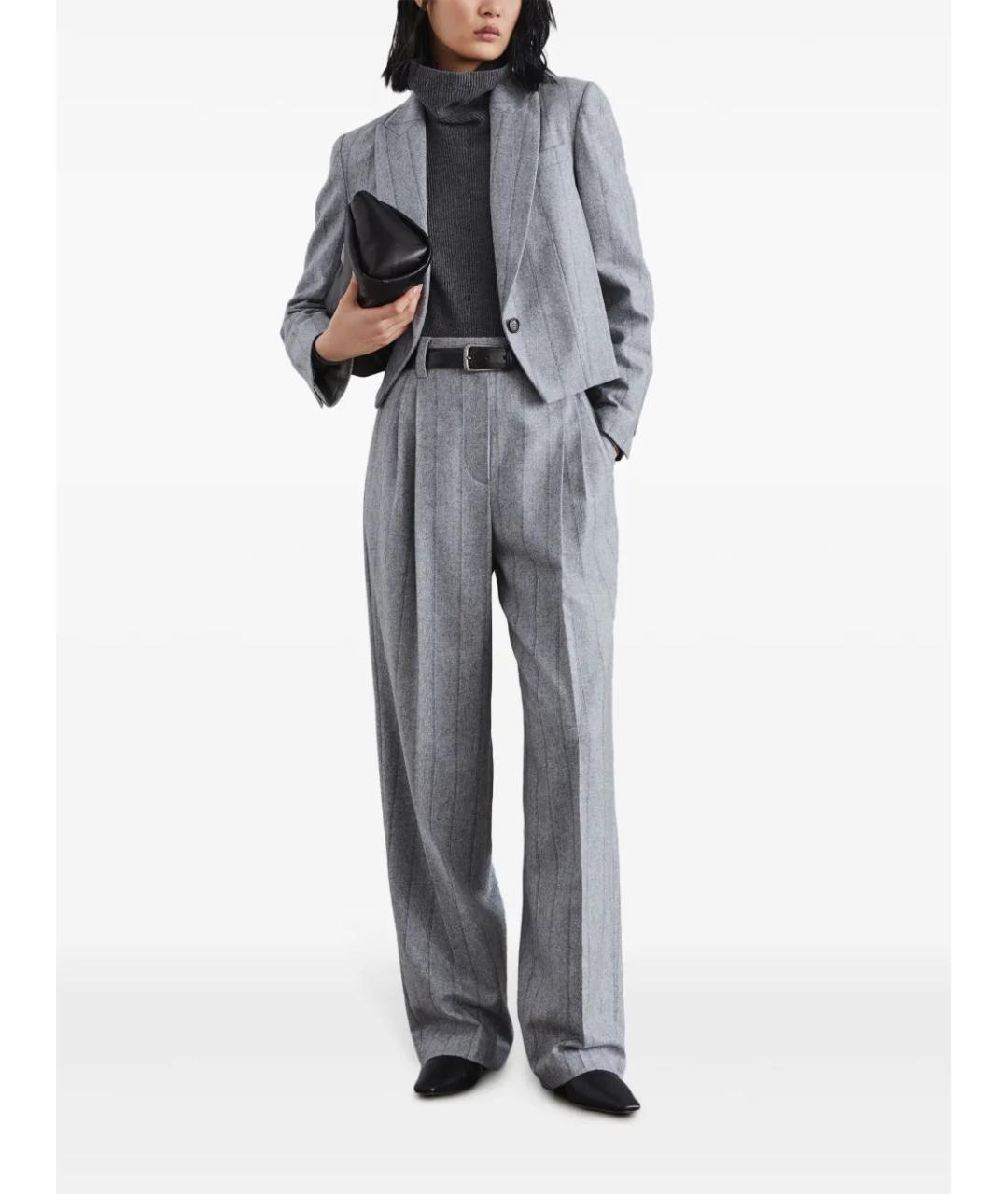 BRUNELLO CUCINELLI Серый шерстяной жакет/пиджак, фото 2