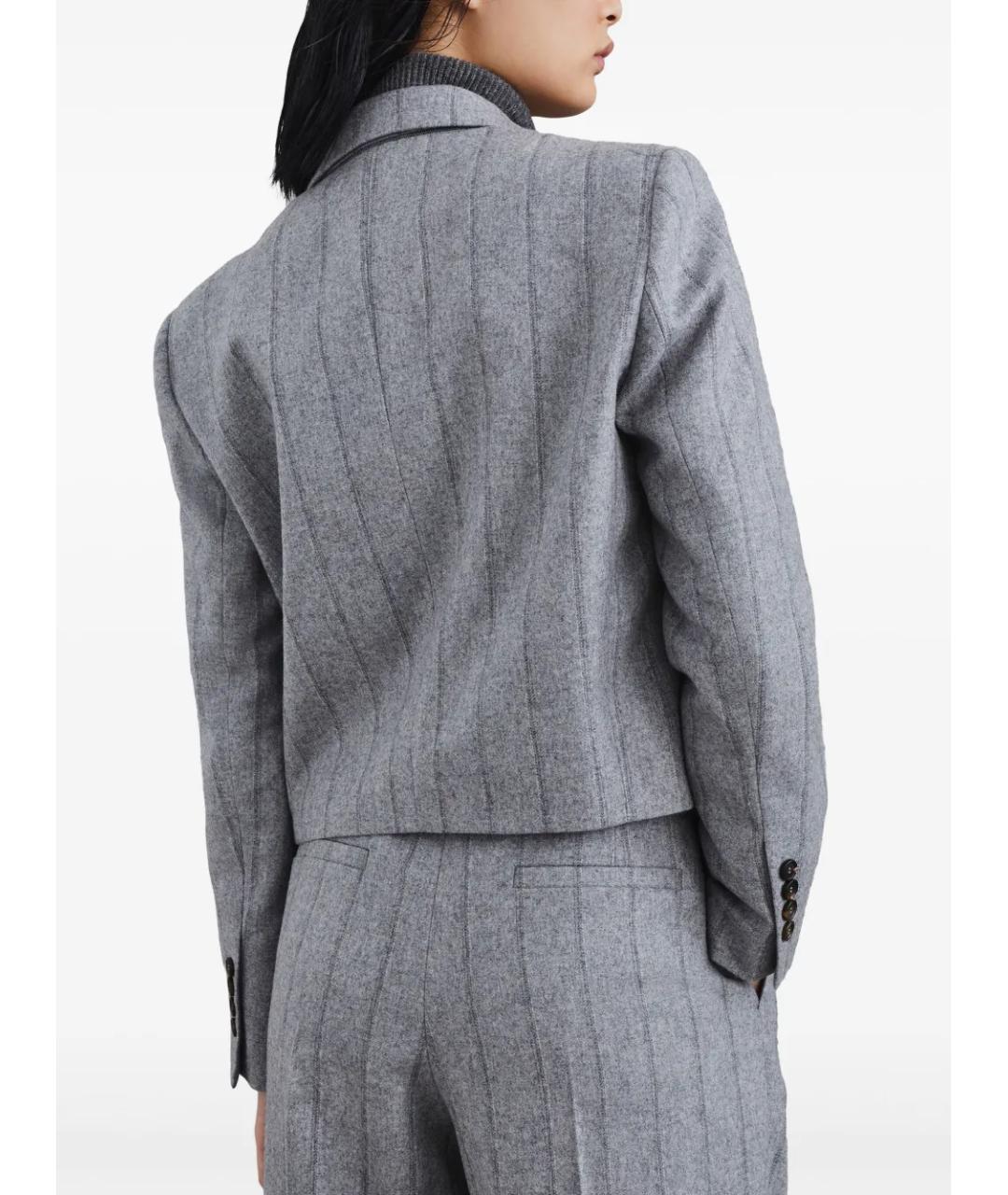 BRUNELLO CUCINELLI Серый шерстяной жакет/пиджак, фото 4