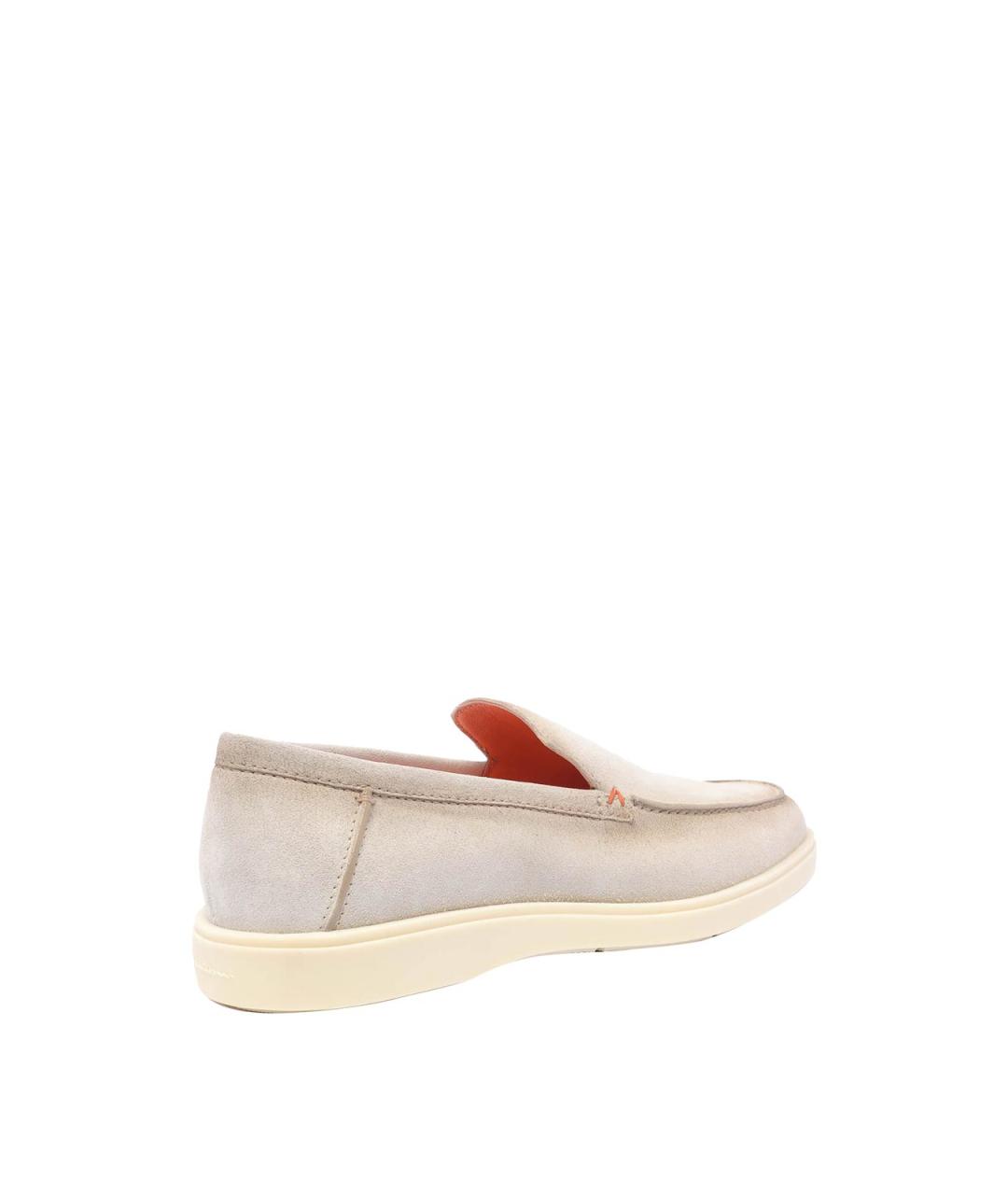 SANTONI Бежевые замшевые лоферы, фото 3