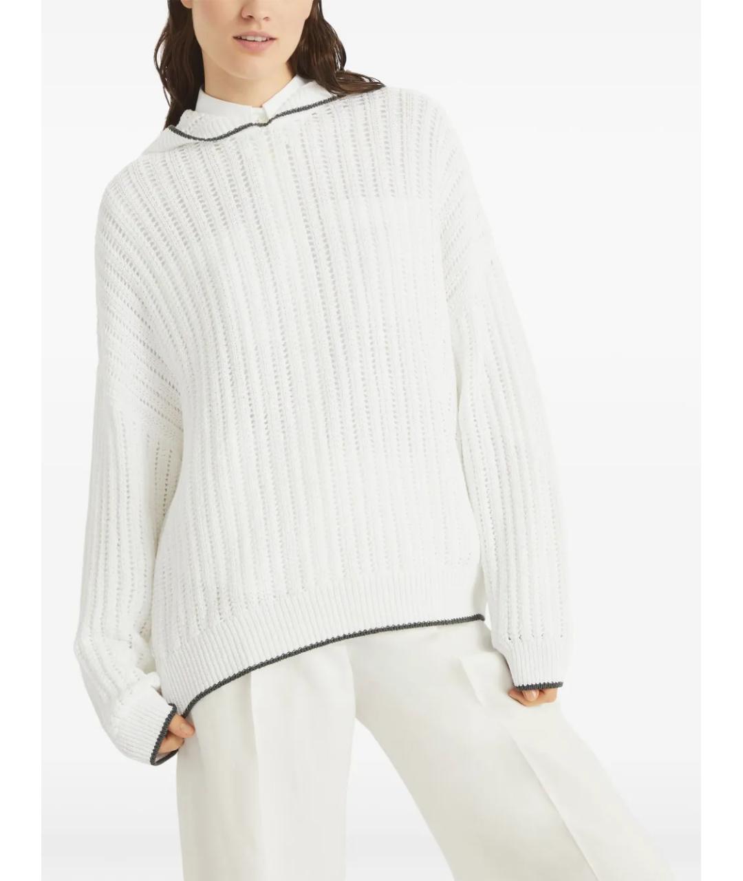 BRUNELLO CUCINELLI Белый хлопковый джемпер / свитер, фото 2