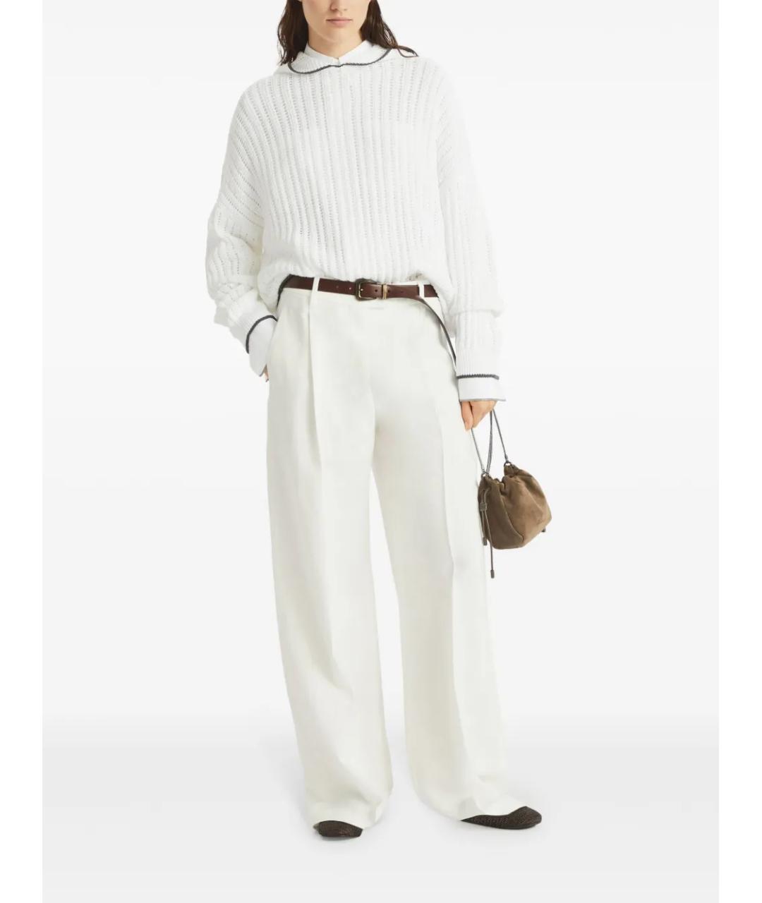 BRUNELLO CUCINELLI Белый хлопковый джемпер / свитер, фото 3