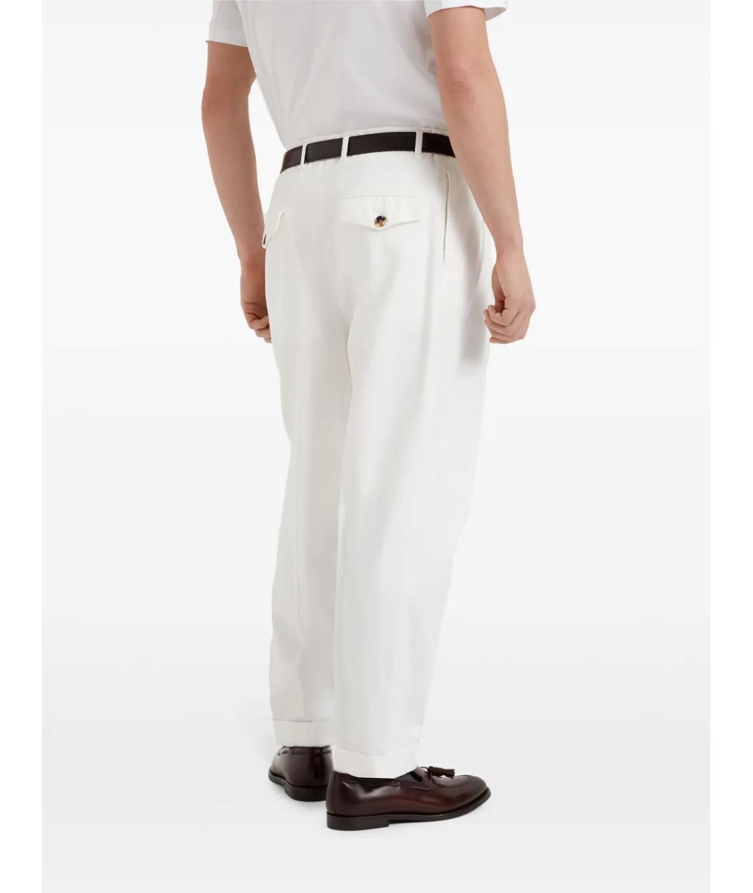 BRUNELLO CUCINELLI Белые хлопковые повседневные брюки, фото 4