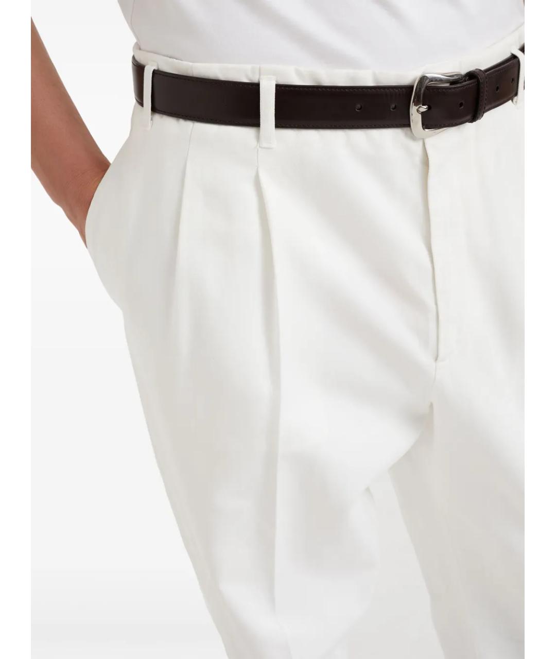 BRUNELLO CUCINELLI Белые хлопковые повседневные брюки, фото 3