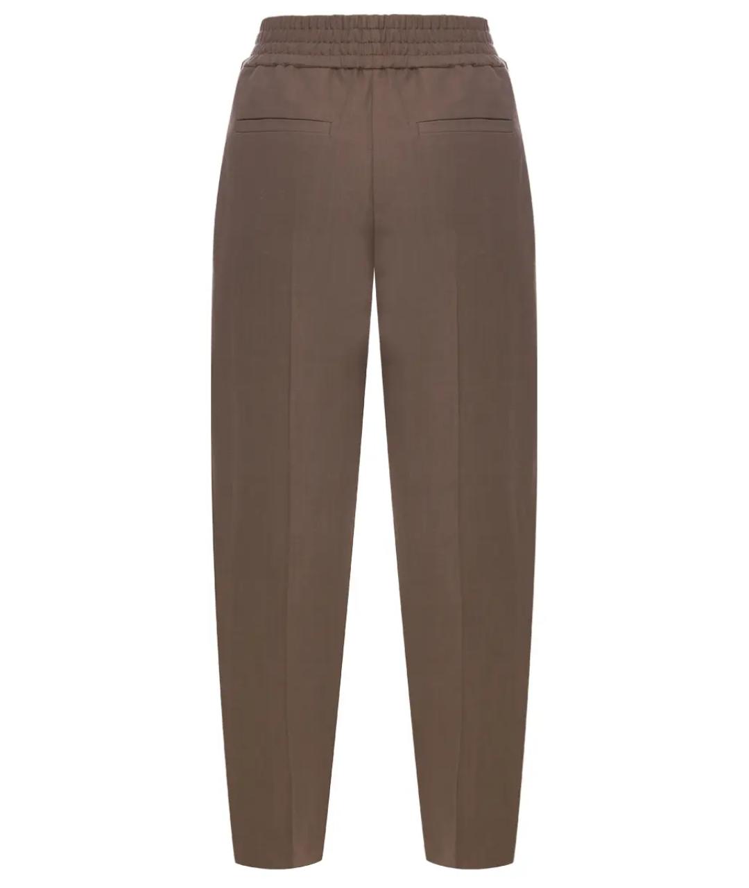 BRUNELLO CUCINELLI Коричневые вискозные прямые брюки, фото 2