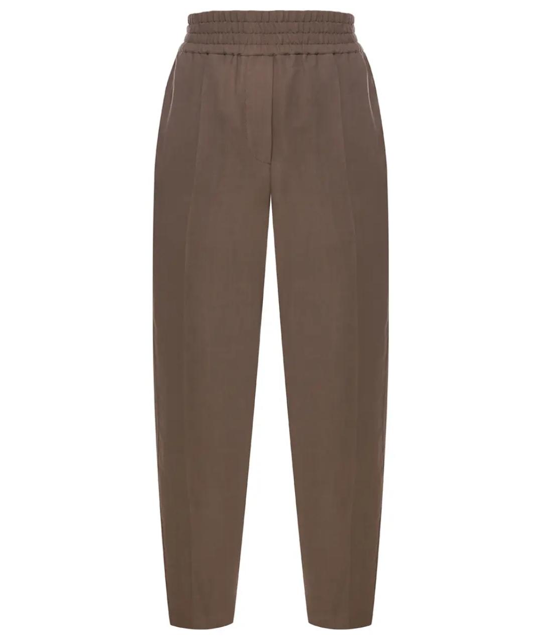 BRUNELLO CUCINELLI Коричневые вискозные прямые брюки, фото 1
