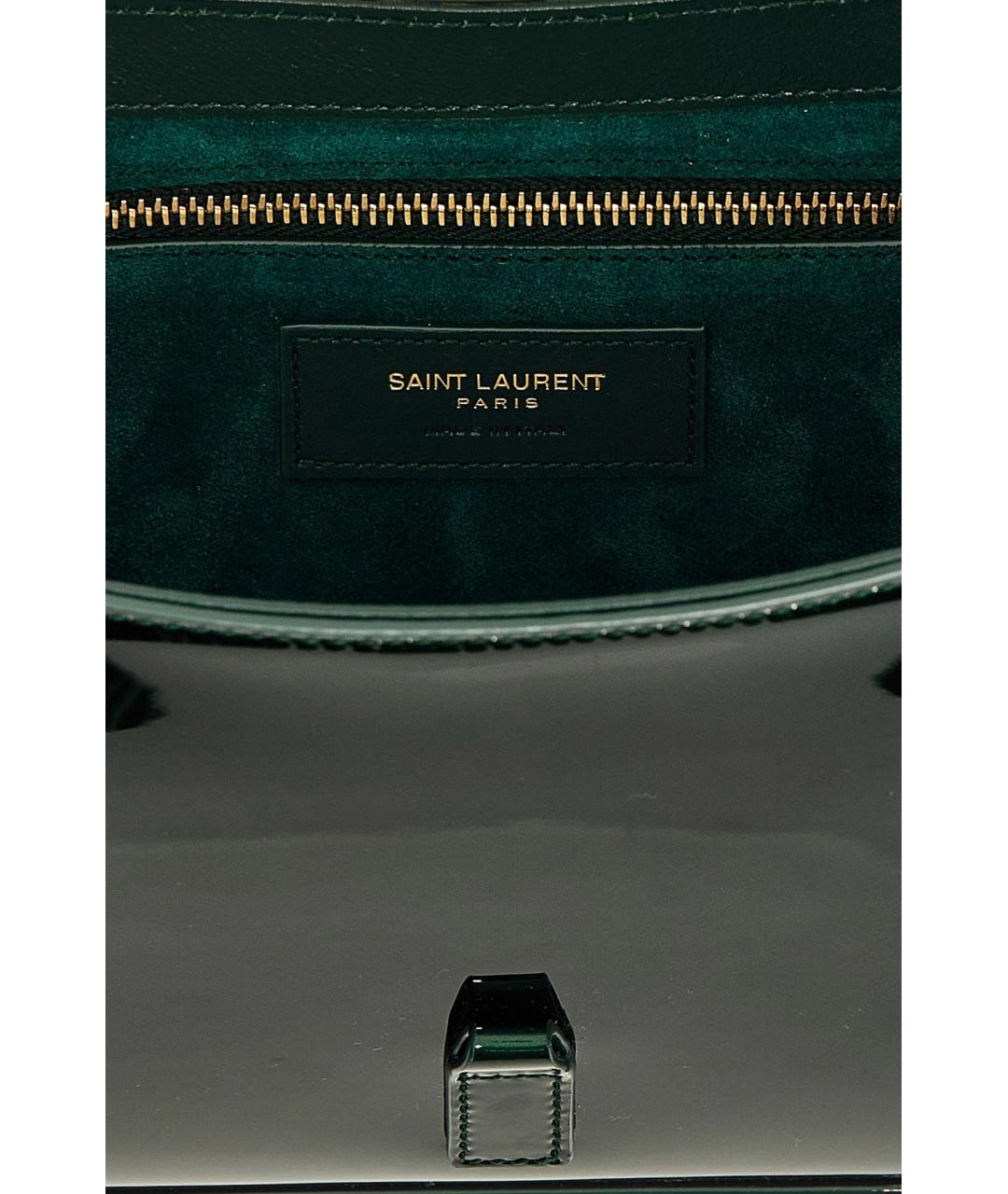 SAINT LAURENT Зеленая сумка через плечо из лакированной кожи, фото 5