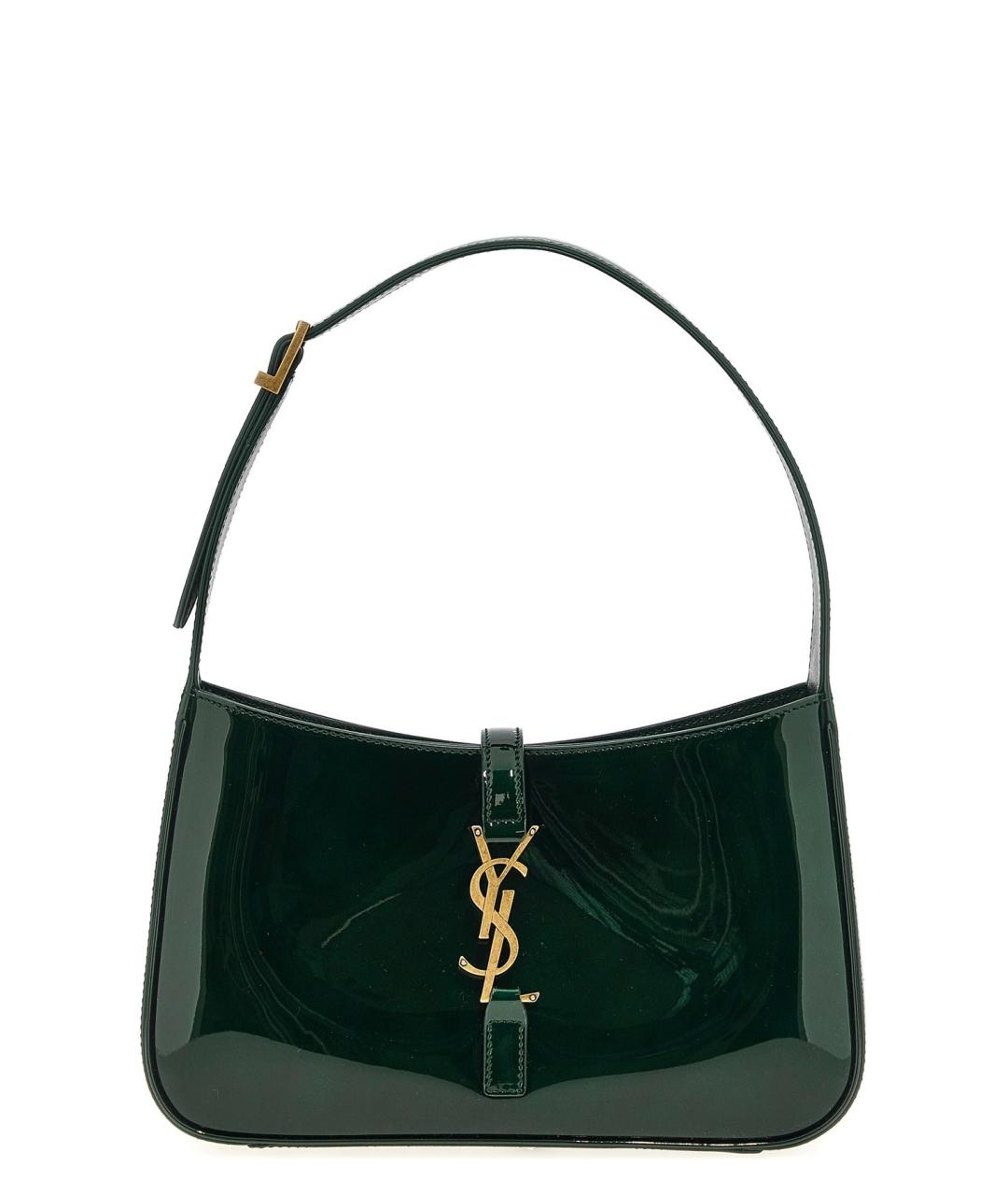 SAINT LAURENT Зеленая сумка через плечо из лакированной кожи, фото 1