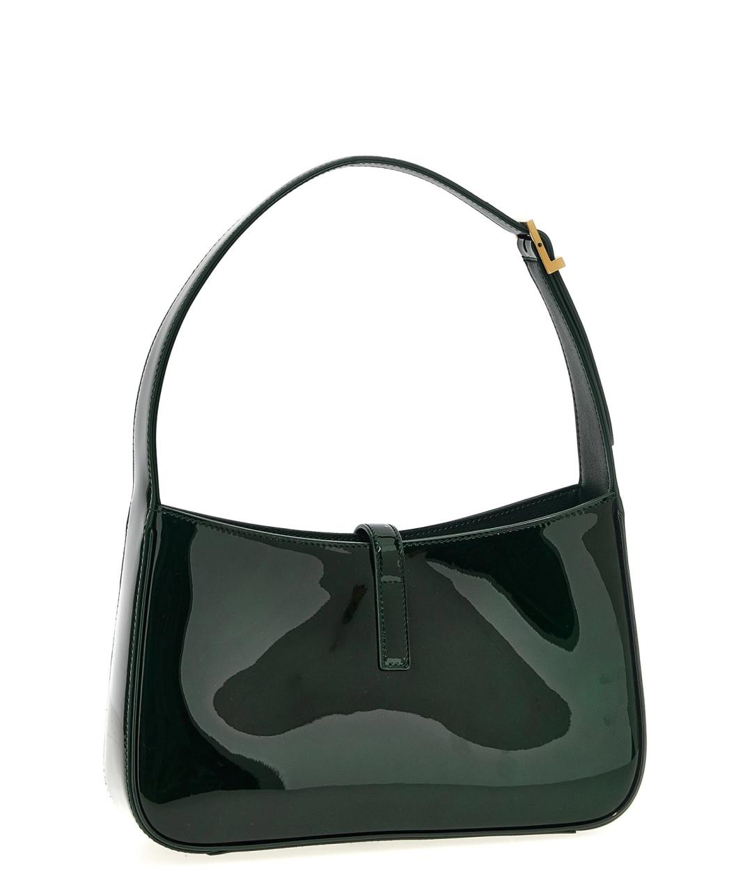 SAINT LAURENT Зеленая сумка через плечо из лакированной кожи, фото 3