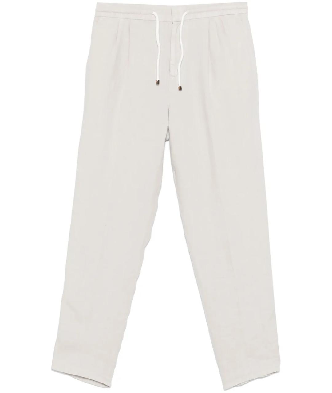 BRUNELLO CUCINELLI Бежевые льняные повседневные брюки, фото 1