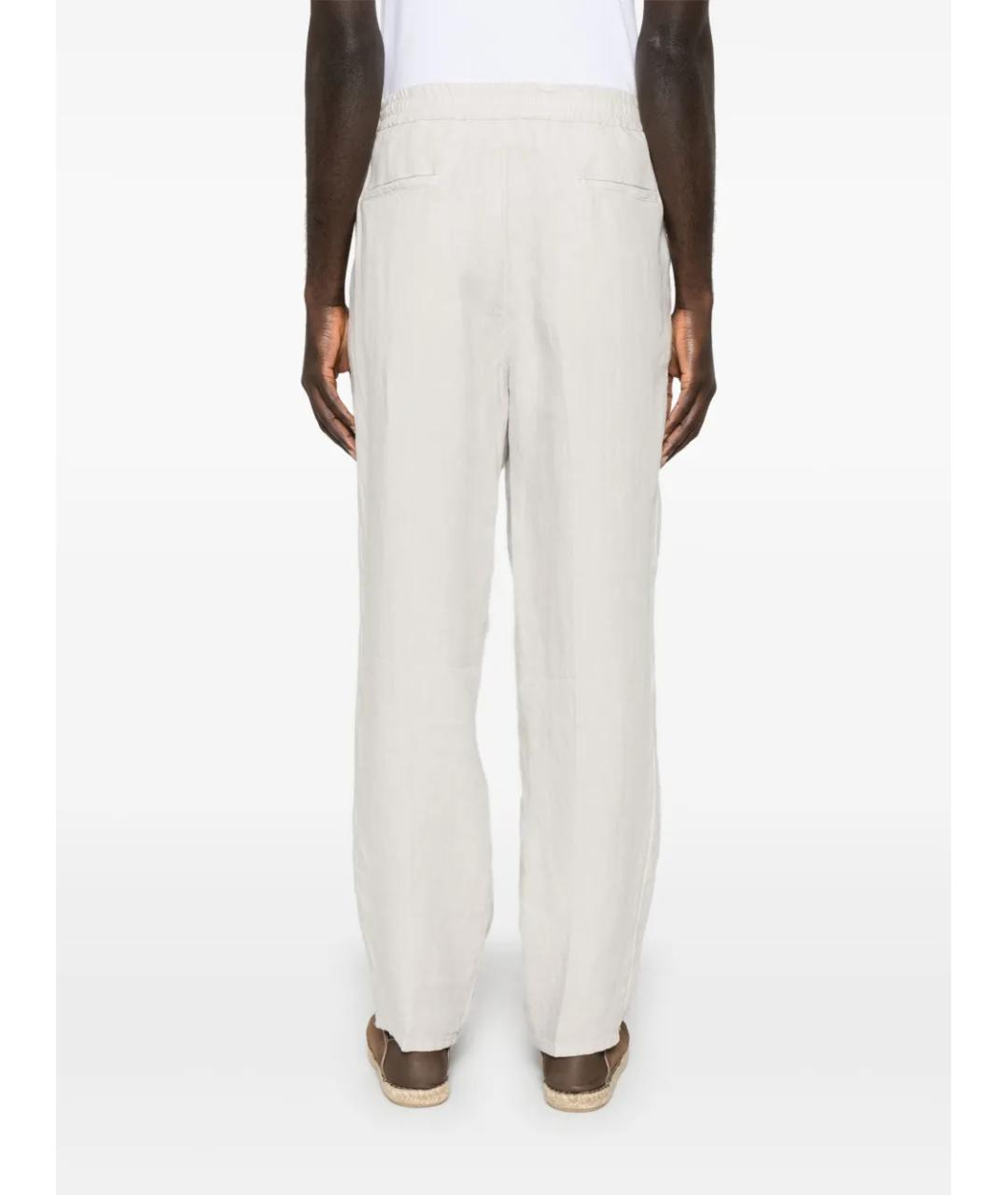 BRUNELLO CUCINELLI Бежевые льняные повседневные брюки, фото 5