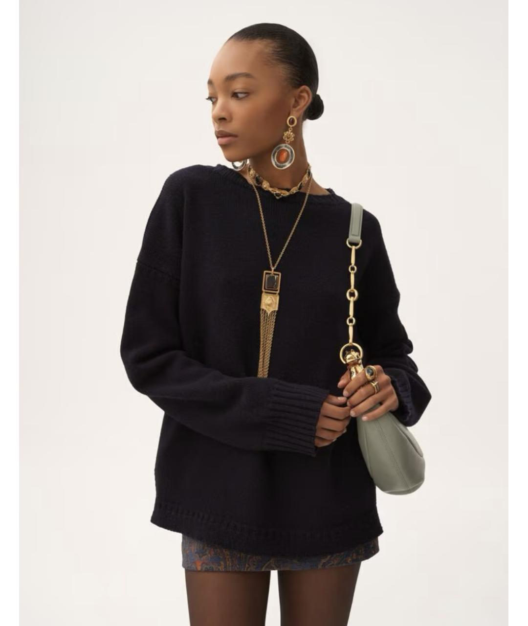 CHLOE Темно-синий шерстяной джемпер / свитер, фото 3