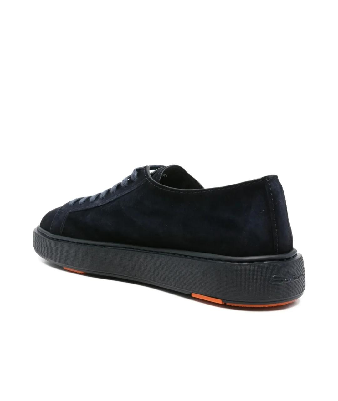 SANTONI Темно-синие замшевые низкие кроссовки / кеды, фото 3