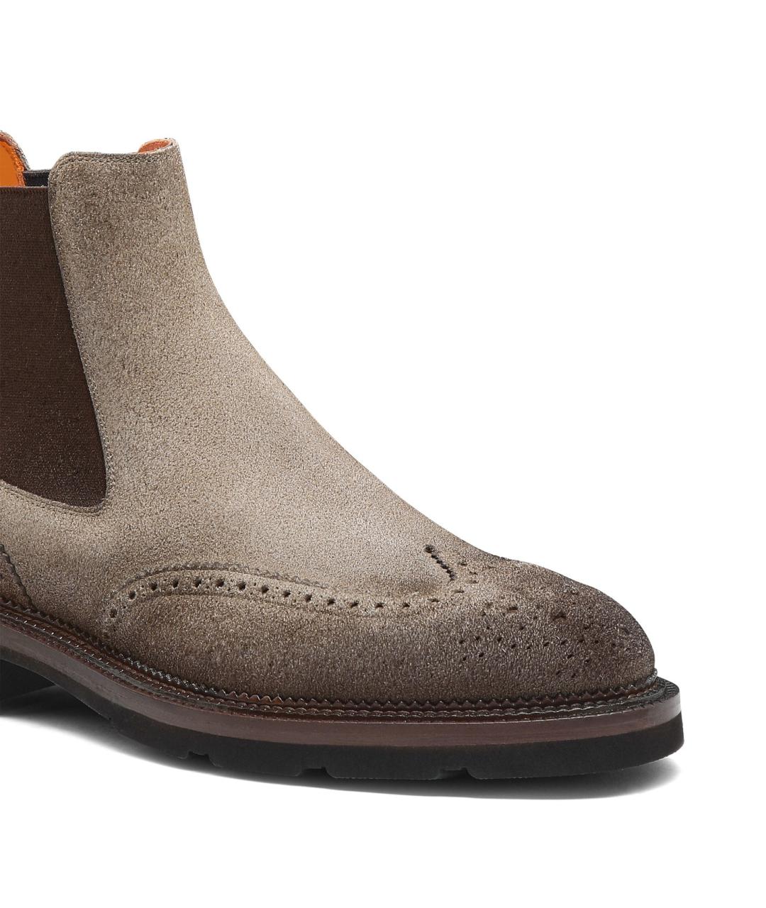 SANTONI Бежевые замшевые высокие ботинки, фото 3