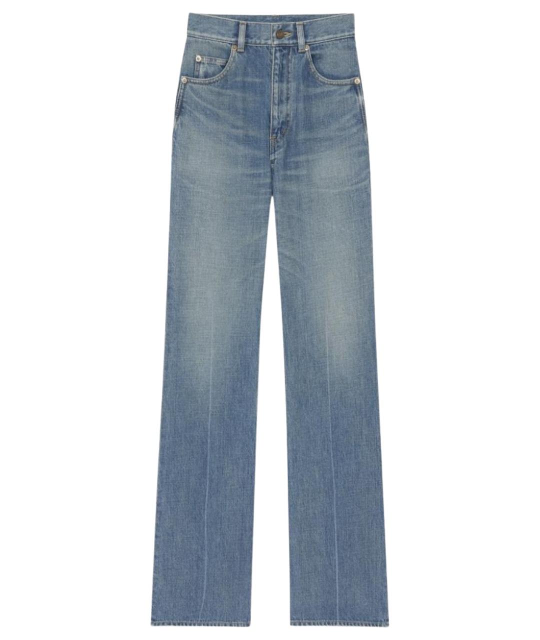 SAINT LAURENT Синие хлопковые прямые джинсы, фото 1