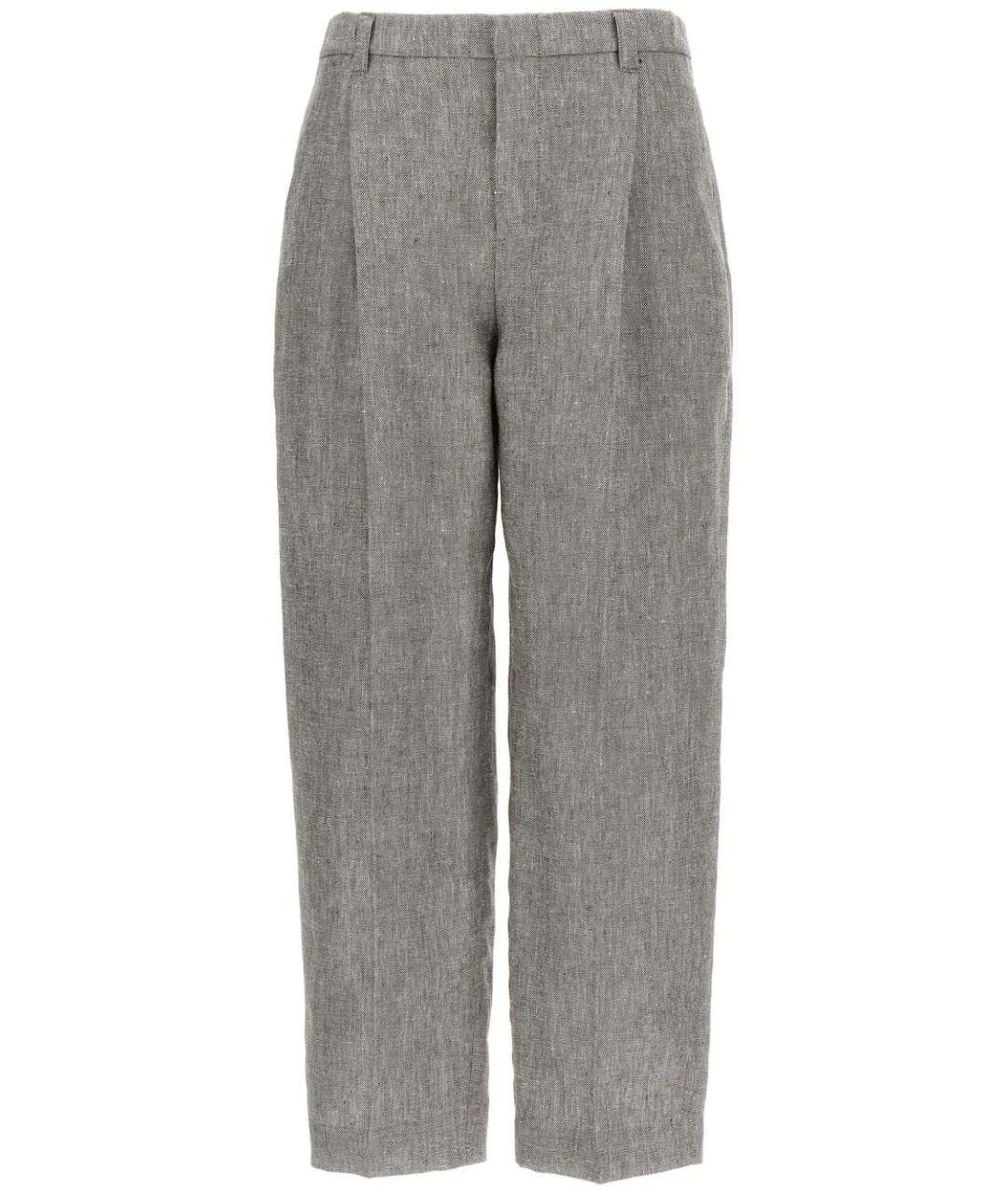 BRUNELLO CUCINELLI Серые льняные прямые брюки, фото 1