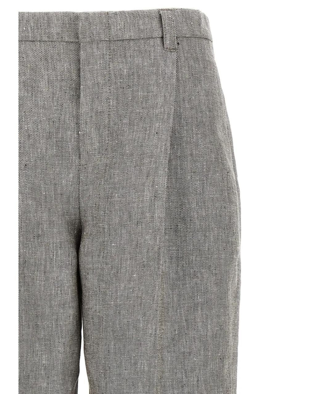 BRUNELLO CUCINELLI Серые льняные прямые брюки, фото 3