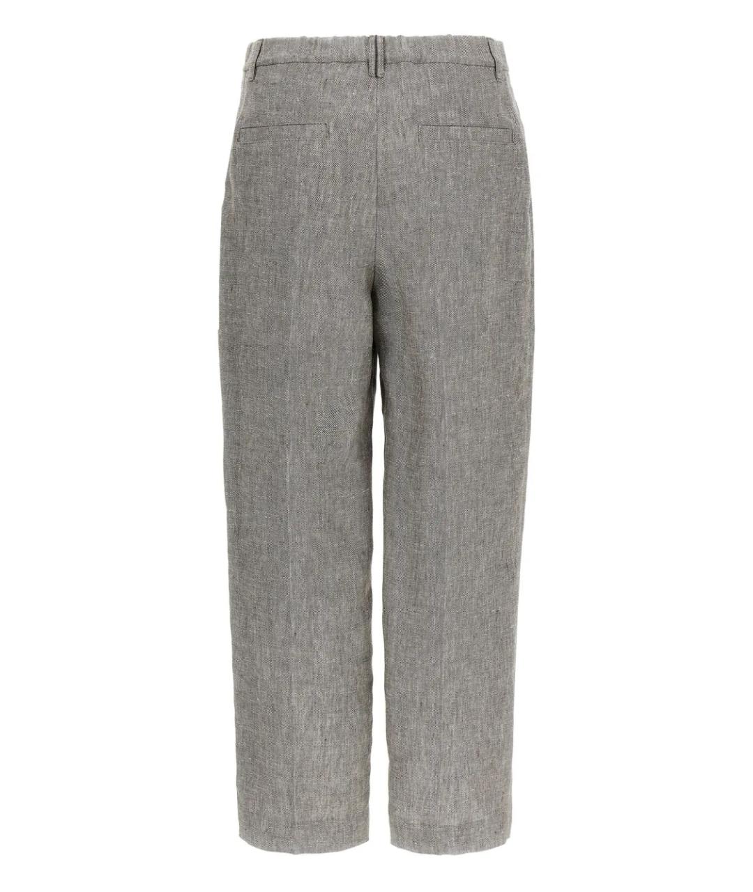 BRUNELLO CUCINELLI Серые льняные прямые брюки, фото 4