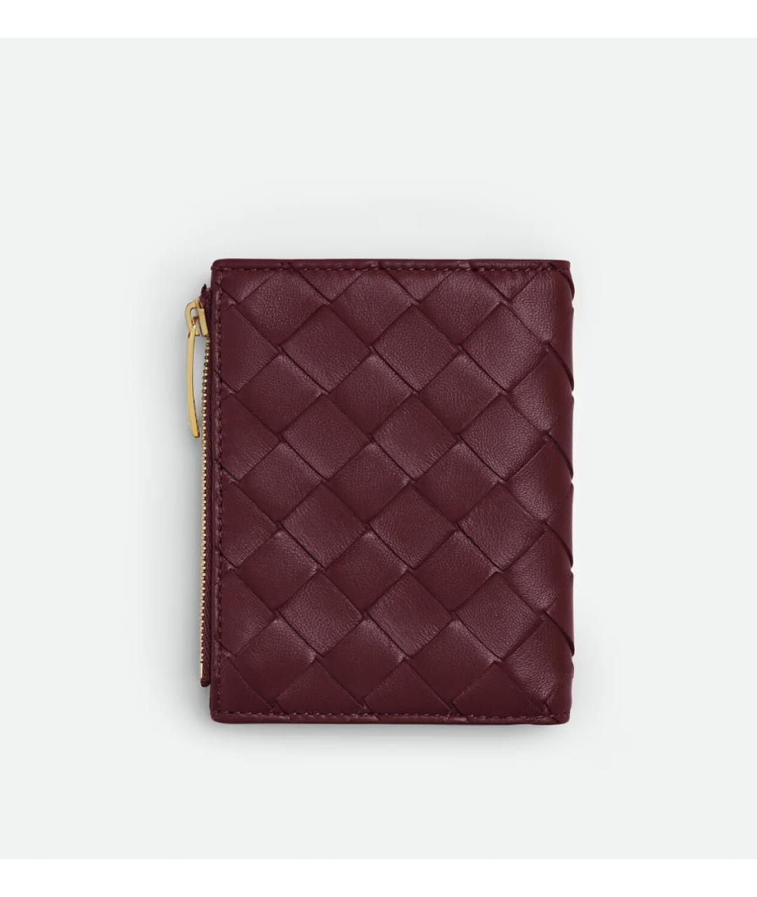 BOTTEGA VENETA Бордовый кожаный кошелек, фото 3
