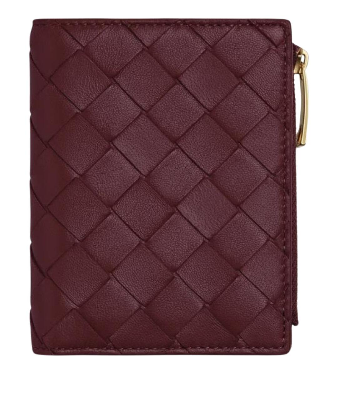 BOTTEGA VENETA Бордовый кожаный кошелек, фото 1