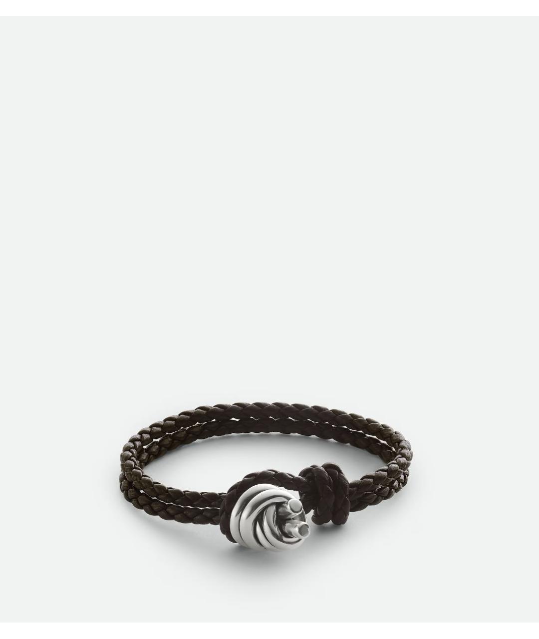 BOTTEGA VENETA Коричневый кожаный браслет, фото 3