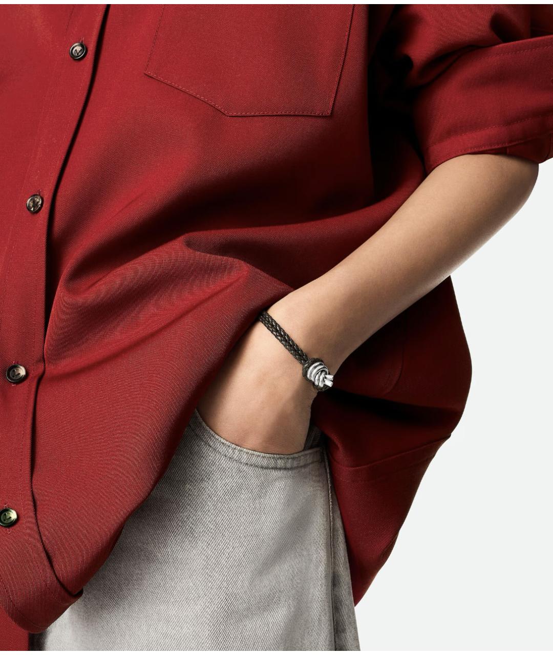 BOTTEGA VENETA Коричневый кожаный браслет, фото 2