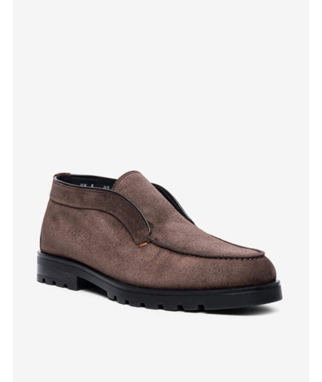 SANTONI Коричневые замшевые высокие ботинки, фото 2