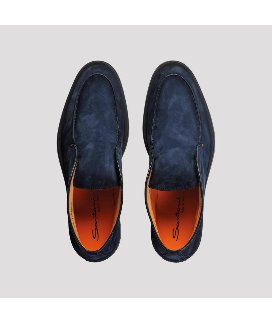 SANTONI Синие замшевые низкие ботинки, фото 4