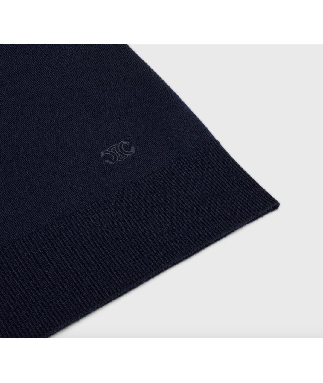 CELINE Темно-синий шерстяной джемпер / свитер, фото 4