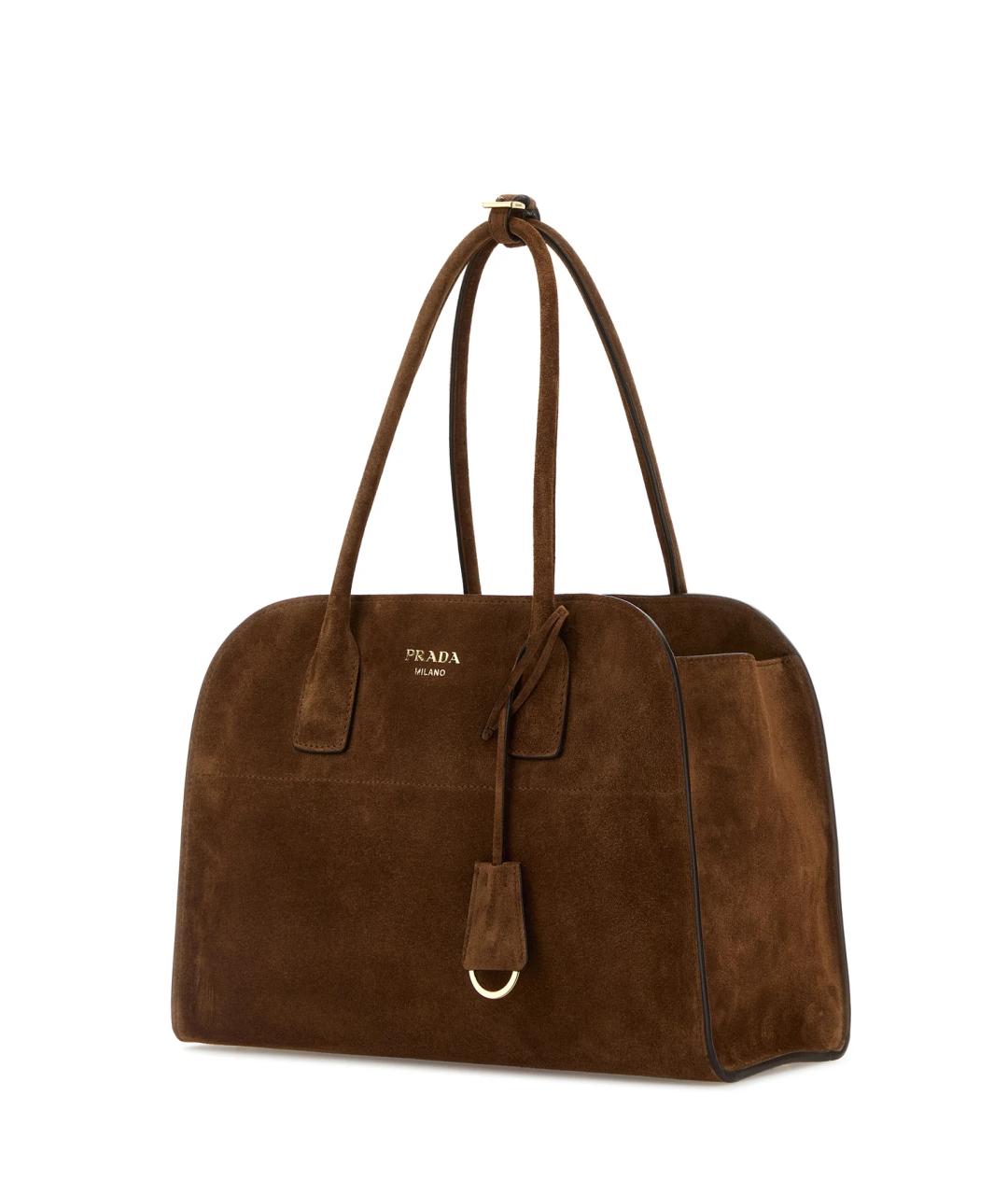 PRADA Коричневая замшевая сумка тоут, фото 2