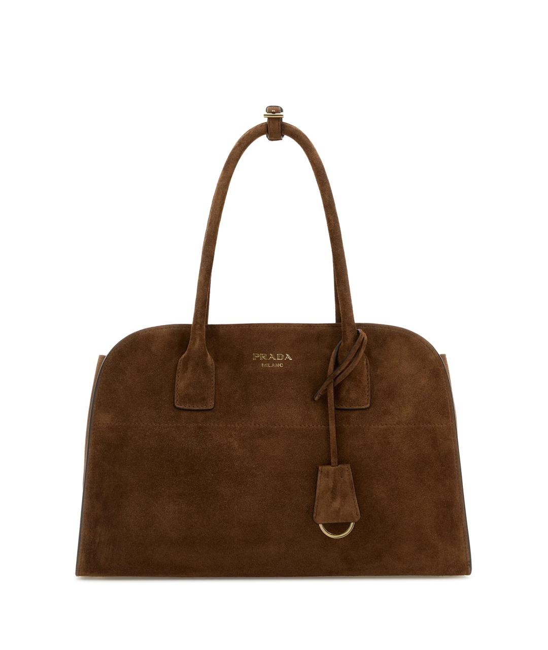 PRADA Коричневая замшевая сумка тоут, фото 1