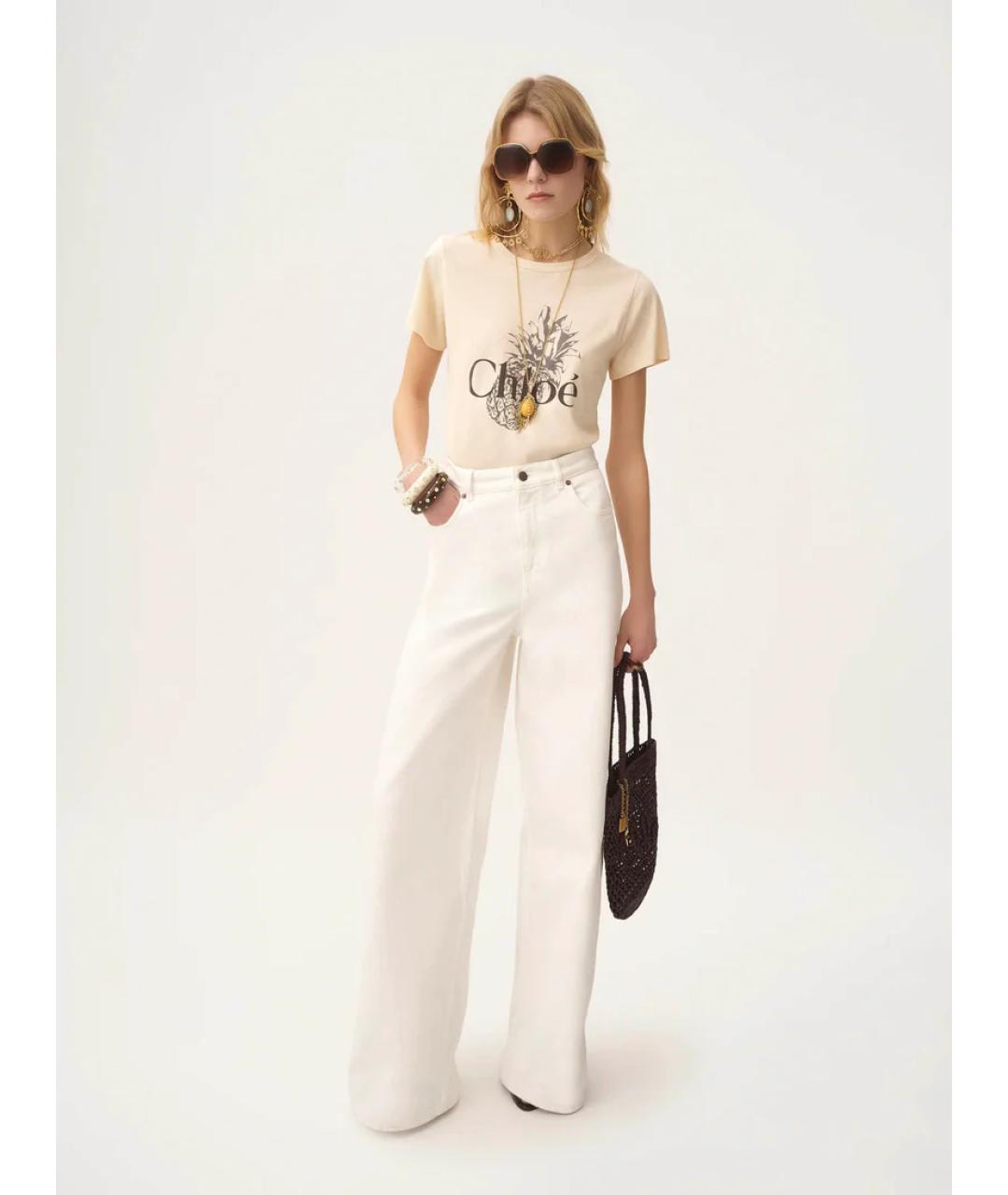 CHLOE Бежевая хлопковая футболка, фото 2