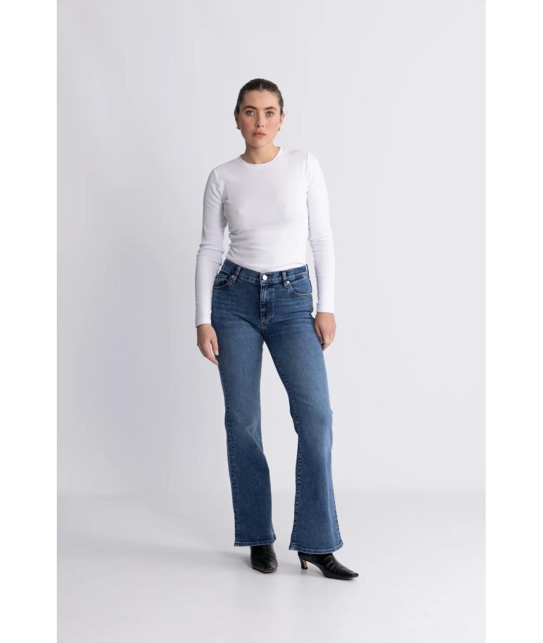 FRAME Синие хлопко-эластановые джинсы клеш, фото 2