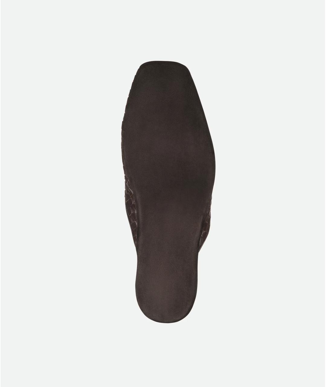 BOTTEGA VENETA Коричневые кожаные шлепанцы, фото 5