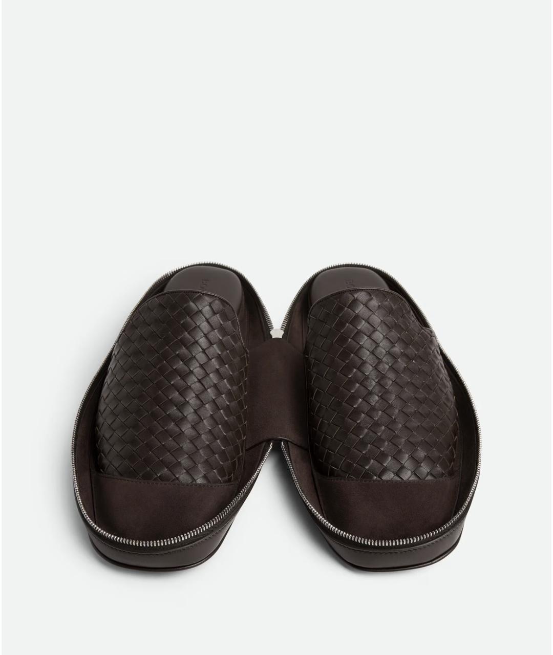 BOTTEGA VENETA Коричневые кожаные шлепанцы, фото 4