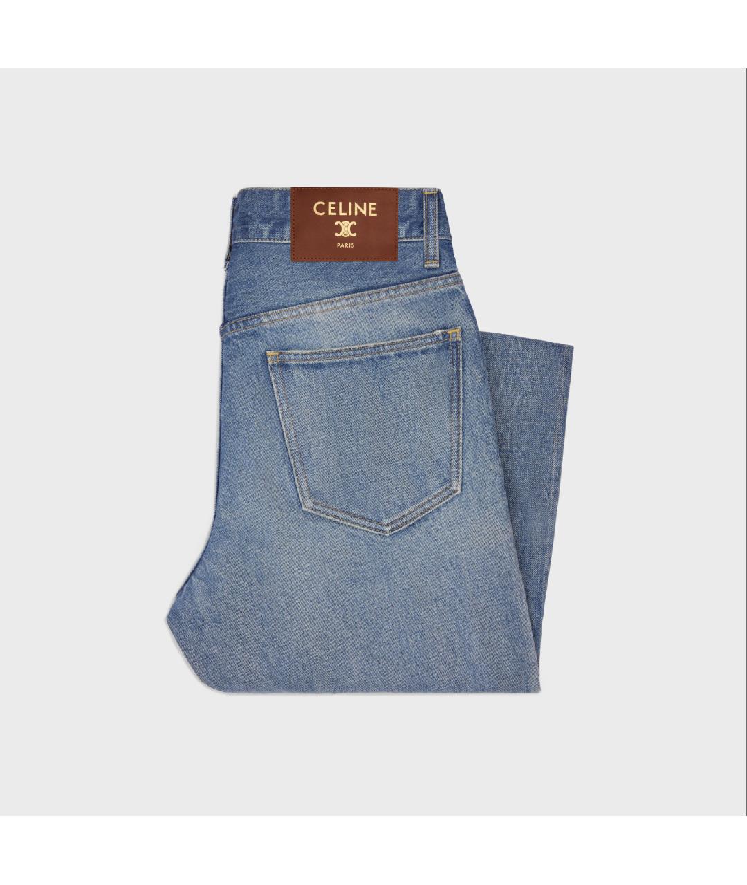 CELINE Голубые хлопковые прямые джинсы, фото 2